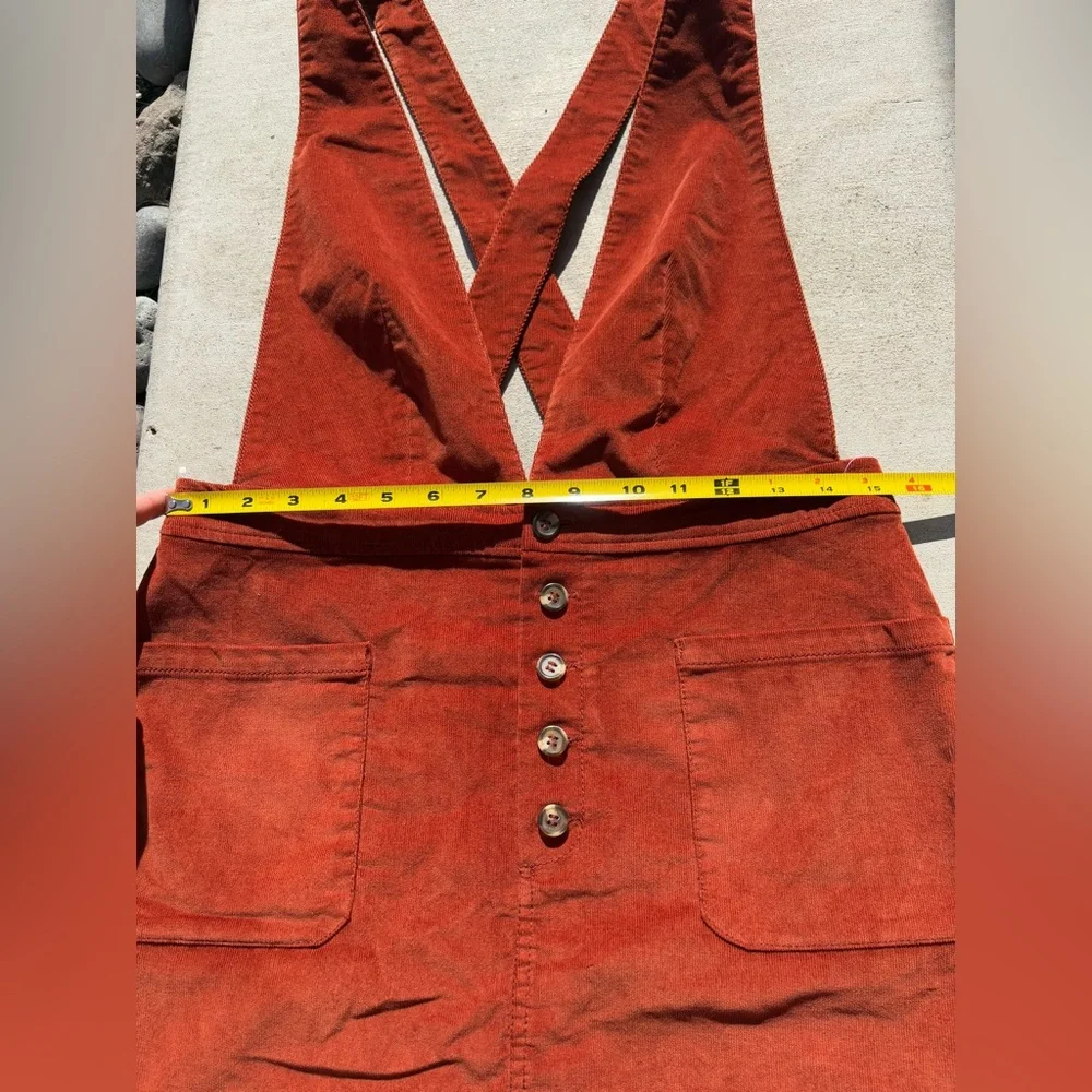 NWT Free People Old School Love Burnt Orange Corduroy Overall Mini Dress Size 10 - Picture 4 of 8